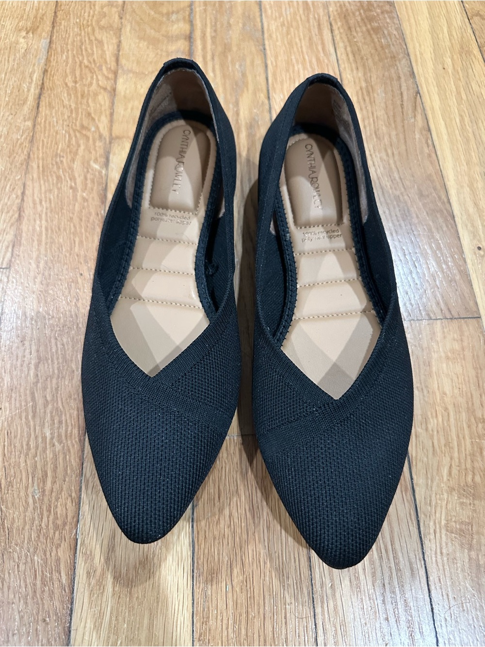Cynthia Rowley Black Pointed Knit Ballet Flats